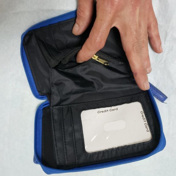 Billfold Card Slot Hand Palm Size Small Zip Close PVC Vinyl Clutch Wallet Purse - Picture 8 of 15